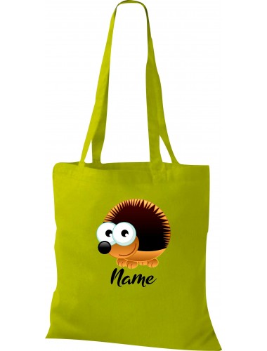 Kinder Tasche, Igel Hedgehog mit Wunschnamen Tiere Tier Natur, Tasche Beutel Shopper, kiwi