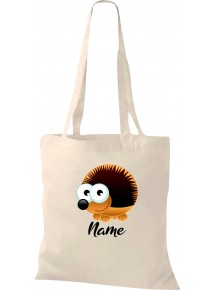 Kinder Tasche, Igel Hedgehog mit Wunschnamen Tiere Tier Natur, Tasche Beutel Shopper, natur