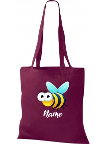 Kinder Tasche, Biene Wespe Bee mit Wunschnamen Tiere Tier Natur, Tasche Beutel Shopper