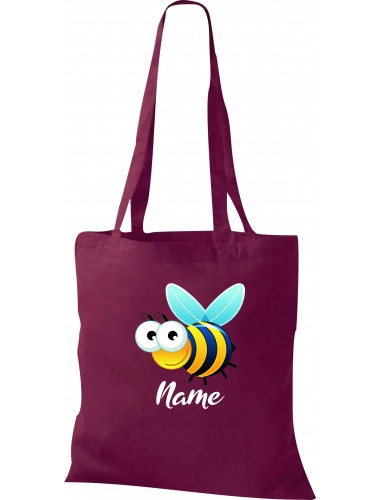 Kinder Tasche, Biene Wespe Bee mit Wunschnamen Tiere Tier Natur, Tasche Beutel Shopper