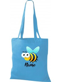 Kinder Tasche, Biene Wespe Bee mit Wunschnamen Tiere Tier Natur, Tasche Beutel Shopper, sky