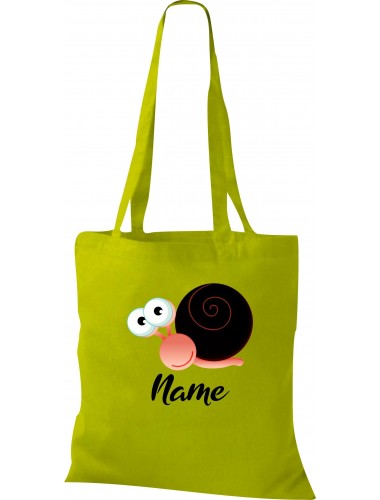 Kinder Tasche, Schnecke Slug mit Wunschnamen Tiere Tier Natur, Tasche Beutel Shopper, kiwi