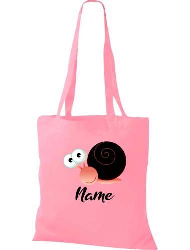 Kinder Tasche, Schnecke Slug mit Wunschnamen Tiere Tier Natur, Tasche Beutel Shopper, rosa