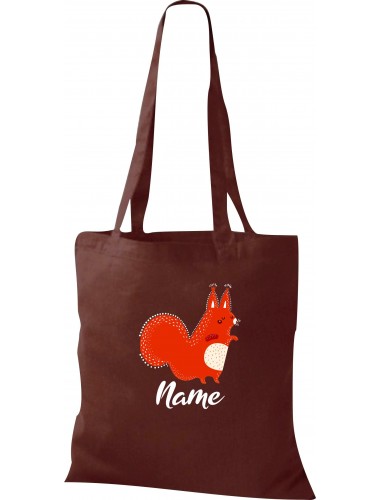 Kinder Tasche, Fuchs Fox mit Wunschnamen Tiere Tier Natur, Tasche Beutel Shopper, braun