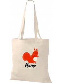 Kinder Tasche, Fuchs Fox mit Wunschnamen Tiere Tier Natur, Tasche Beutel Shopper, natur