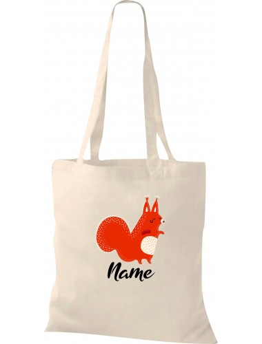 Kinder Tasche, Fuchs Fox mit Wunschnamen Tiere Tier Natur, Tasche Beutel Shopper, natur
