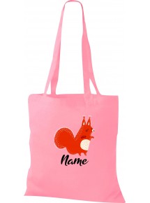 Kinder Tasche, Fuchs Fox mit Wunschnamen Tiere Tier Natur, Tasche Beutel Shopper, rosa