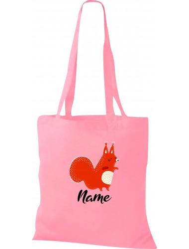 Kinder Tasche, Fuchs Fox mit Wunschnamen Tiere Tier Natur, Tasche Beutel Shopper, rosa