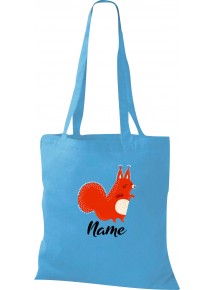 Kinder Tasche, Fuchs Fox mit Wunschnamen Tiere Tier Natur, Tasche Beutel Shopper, sky