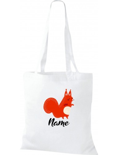 Kinder Tasche, Fuchs Fox mit Wunschnamen Tiere Tier Natur, Tasche Beutel Shopper, weiss