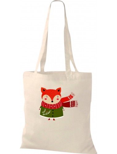 Kinder Tasche, Fuchs Fox Weihnachten Christmas Winter Schnee Tiere Tier Natur, Tasche Beutel Shopper, natur
