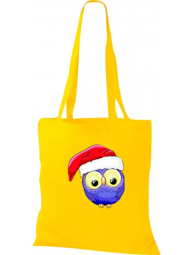 Kinder Tasche, Eule Owl Weihnachten Christmas Winter Schnee Tiere Tier Natur, Tasche Beutel Shopper, gelb