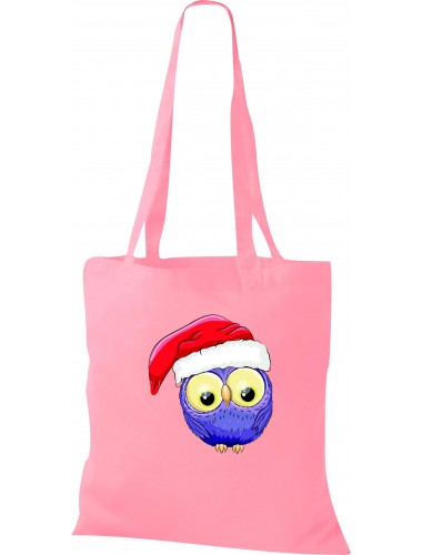 Kinder Tasche, Eule Owl Weihnachten Christmas Winter Schnee Tiere Tier Natur, Tasche Beutel Shopper, rosa