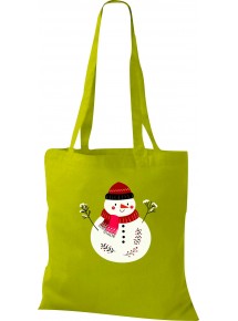 Kinder Tasche, Schneemann Snowman Weihnachten Christmas Winter Schnee Tiere Tier Natur, Tasche Beutel Shopper, kiwi