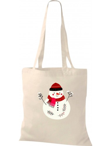 Kinder Tasche, Schneemann Snowman Weihnachten Christmas Winter Schnee Tiere Tier Natur, Tasche Beutel Shopper, natur