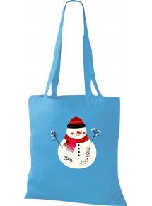 Kinder Tasche, Schneemann Snowman Weihnachten Christmas Winter Schnee Tiere Tier Natur, Tasche Beutel Shopper, sky