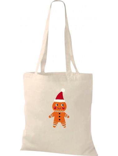 Kinder Tasche, Lebkuchen Lebkuchenfigur Plätzchen Weihnachten Winter Schnee Tiere Tier Natur, Tasche Beutel Shopper, natur