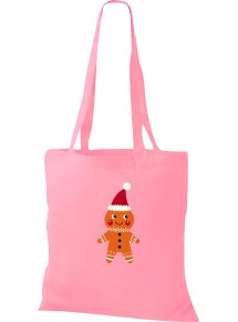 Kinder Tasche, Lebkuchen Lebkuchenfigur Plätzchen Weihnachten Winter Schnee Tiere Tier Natur, Tasche Beutel Shopper, rosa