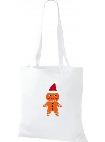 Kinder Tasche, Lebkuchen Lebkuchenfigur Plätzchen Weihnachten Winter Schnee Tiere Tier Natur, Tasche Beutel Shopper, weiss
