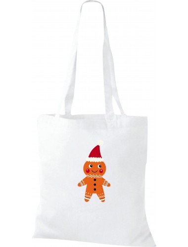 Kinder Tasche, Lebkuchen Lebkuchenfigur Plätzchen Weihnachten Winter Schnee Tiere Tier Natur, Tasche Beutel Shopper, weiss