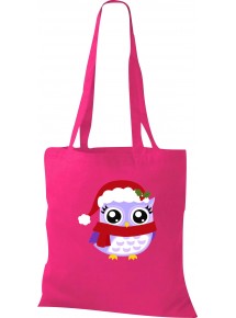 Kinder Tasche, Eule Owl Weihnachten Christmas Winter Schnee Tiere Tier Natur, Tasche Beutel Shopper, fuchsia