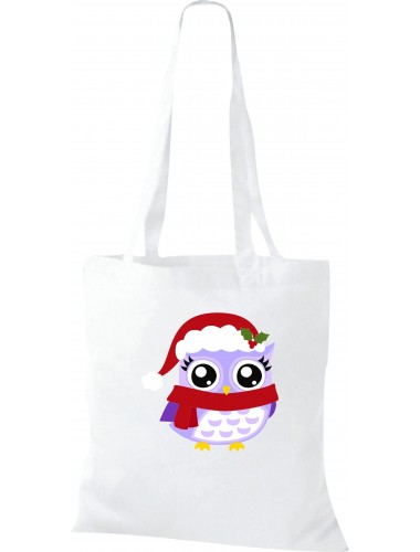 Kinder Tasche, Eule Owl Weihnachten Christmas Winter Schnee Tiere Tier Natur, Tasche Beutel Shopper, weiss