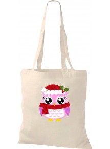 Kinder Tasche, Eule Owl Weihnachten Christmas Winter Schnee Tiere Tier Natur, Tasche Beutel Shopper, natur
