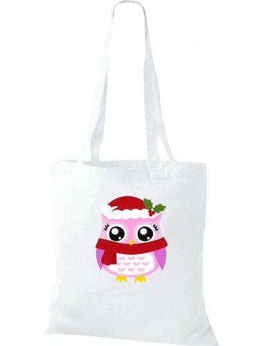 Kinder Tasche, Eule Owl Weihnachten Christmas Winter Schnee Tiere Tier Natur, Tasche Beutel Shopper, weiss