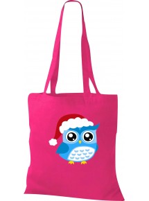 Kinder Tasche, Eule Owl Weihnachten Christmas Winter Schnee Tiere Tier Natur, Tasche Beutel Shopper, fuchsia
