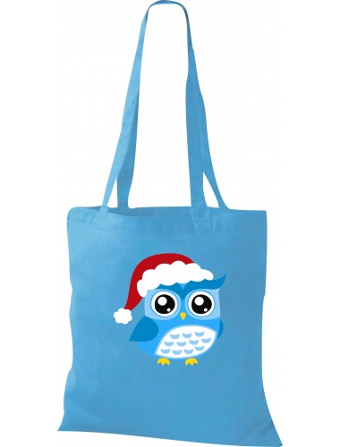 Kinder Tasche, Eule Owl Weihnachten Christmas Winter Schnee Tiere Tier Natur, Tasche Beutel Shopper, sky
