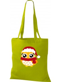 Kinder Tasche, Eule Owl Weihnachten Christmas Winter Schnee Tiere Tier Natur, Tasche Beutel Shopper, kiwi