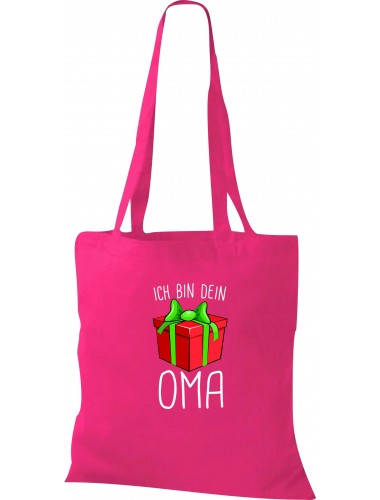 Kinder Tasche, Ich bin dein Geschenk Oma Weihnachten Geburtstag, Tasche Beutel Shopper, fuchsia