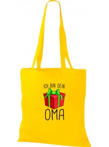 Kinder Tasche, Ich bin dein Geschenk Oma Weihnachten Geburtstag, Tasche Beutel Shopper, gelb