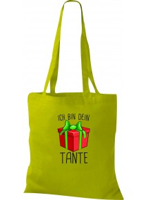 Kinder Tasche, Ich bin dein Geschenk Tante Weihnachten Geburtstag, Tasche Beutel Shopper, kiwi