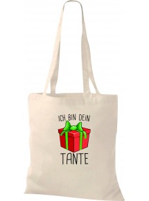 Kinder Tasche, Ich bin dein Geschenk Tante Weihnachten Geburtstag, Tasche Beutel Shopper, natur