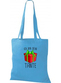 Kinder Tasche, Ich bin dein Geschenk Tante Weihnachten Geburtstag, Tasche Beutel Shopper, sky