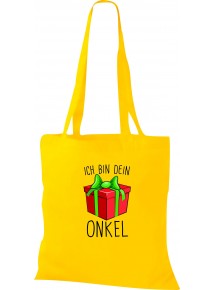 Kinder Tasche, Ich bin dein Geschenk Onkel Weihnachten Geburtstag, Tasche Beutel Shopper, gelb
