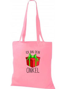 Kinder Tasche, Ich bin dein Geschenk Onkel Weihnachten Geburtstag, Tasche Beutel Shopper, rosa