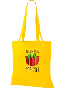 Kinder Tasche, Ich bin dein Geschenk Mama Weihnachten Geburtstag, Tasche Beutel Shopper, gelb