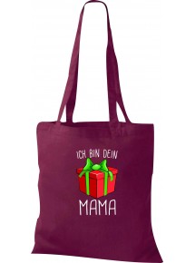 Kinder Tasche, Ich bin dein Geschenk Mama Weihnachten Geburtstag, Tasche Beutel Shopper, weinrot