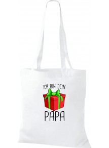 Kinder Tasche, Ich bin dein Geschenk Papa Weihnachten Geburtstag, Tasche Beutel Shopper, weiss