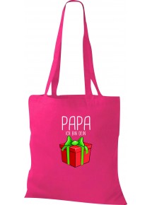 Kinder Tasche, Papa ich bin dein Geschenk Weihnachten Geburtstag, Tasche Beutel Shopper, fuchsia