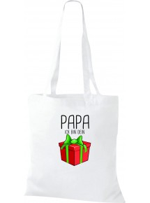 Kinder Tasche, Papa ich bin dein Geschenk Weihnachten Geburtstag, Tasche Beutel Shopper, weiss