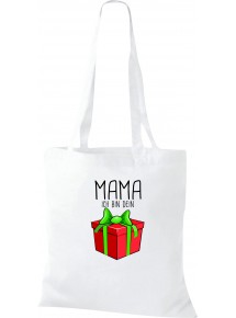 Kinder Tasche, Mama ich bin dein Geschenk Weihnachten Geburtstag, Tasche Beutel Shopper, weiss