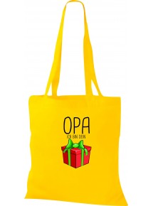 Kinder Tasche, Opa ich bin dein Geschenk Weihnachten Geburtstag, Tasche Beutel Shopper, gelb