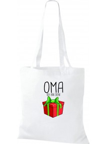 Kinder Tasche, Oma ich bin dein Geschenk Weihnachten Geburtstag, Tasche Beutel Shopper, weiss