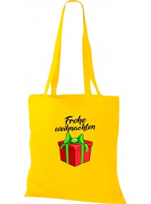 Kinder Tasche, Frohe Weihnachten Geschenk Merry Christmas, Tasche Beutel Shopper, gelb