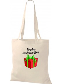Kinder Tasche, Frohe Weihnachten Geschenk Merry Christmas, Tasche Beutel Shopper, natur
