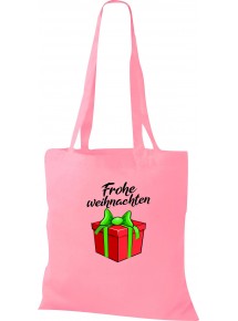 Kinder Tasche, Frohe Weihnachten Geschenk Merry Christmas, Tasche Beutel Shopper, rosa