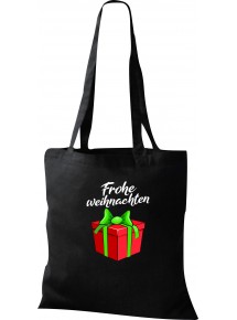 Kinder Tasche, Frohe Weihnachten Geschenk Merry Christmas, Tasche Beutel Shopper, schwarz